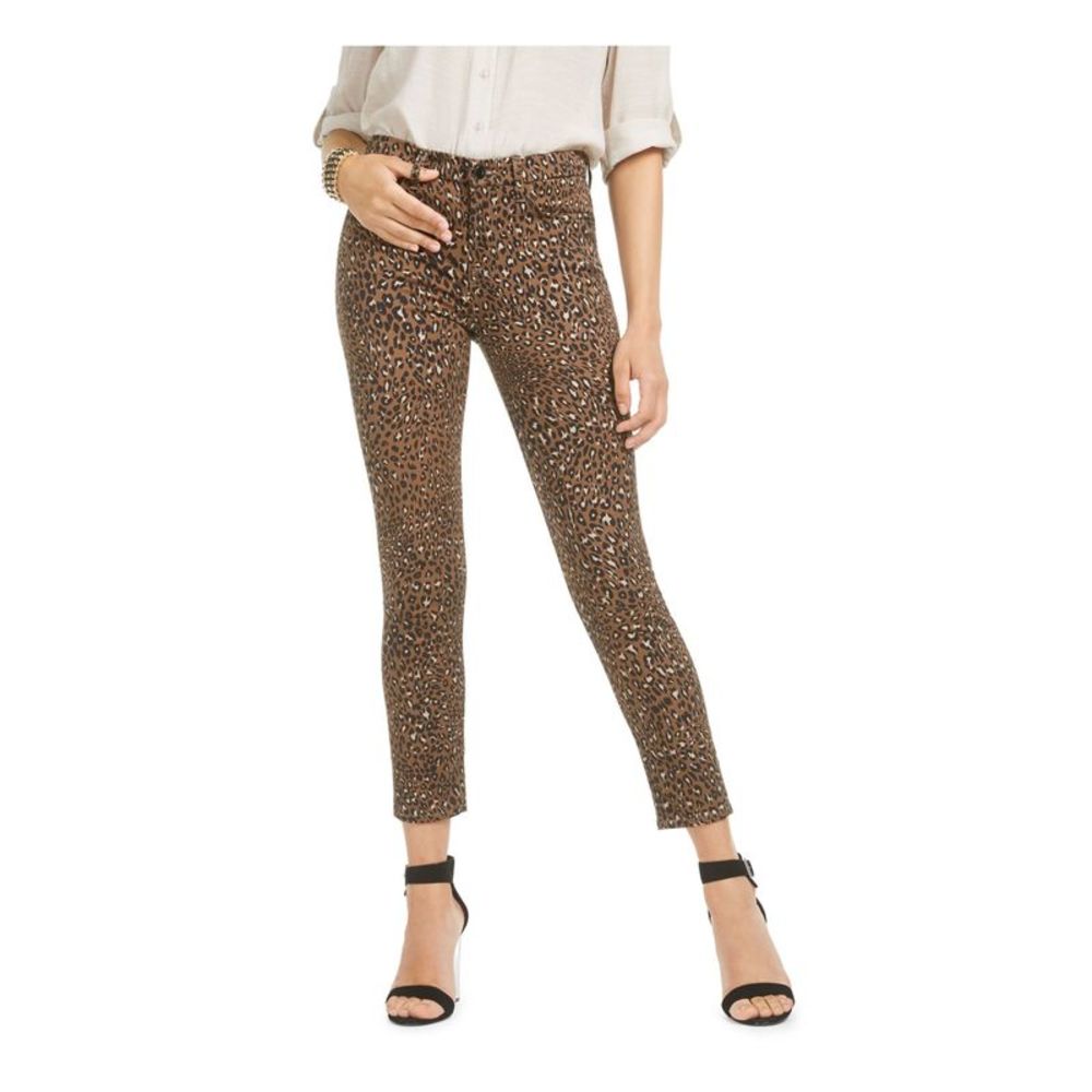7 FOR ALL MANKIND Womens Brown Animal Print Skinny Jeans Juniors Size: 2